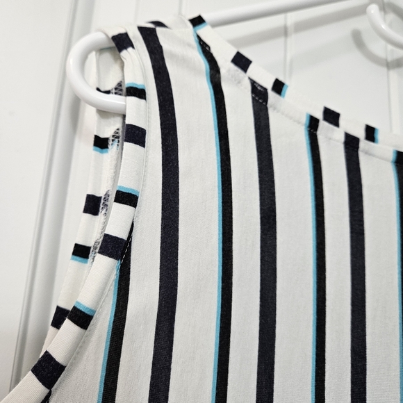 Lane Bryant Plus Size 18/20 - Striped Sleeveless Top - Black, White, Teal - Picture 3 of 4